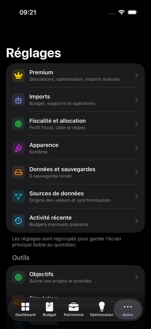 Capture des reglages Valorys